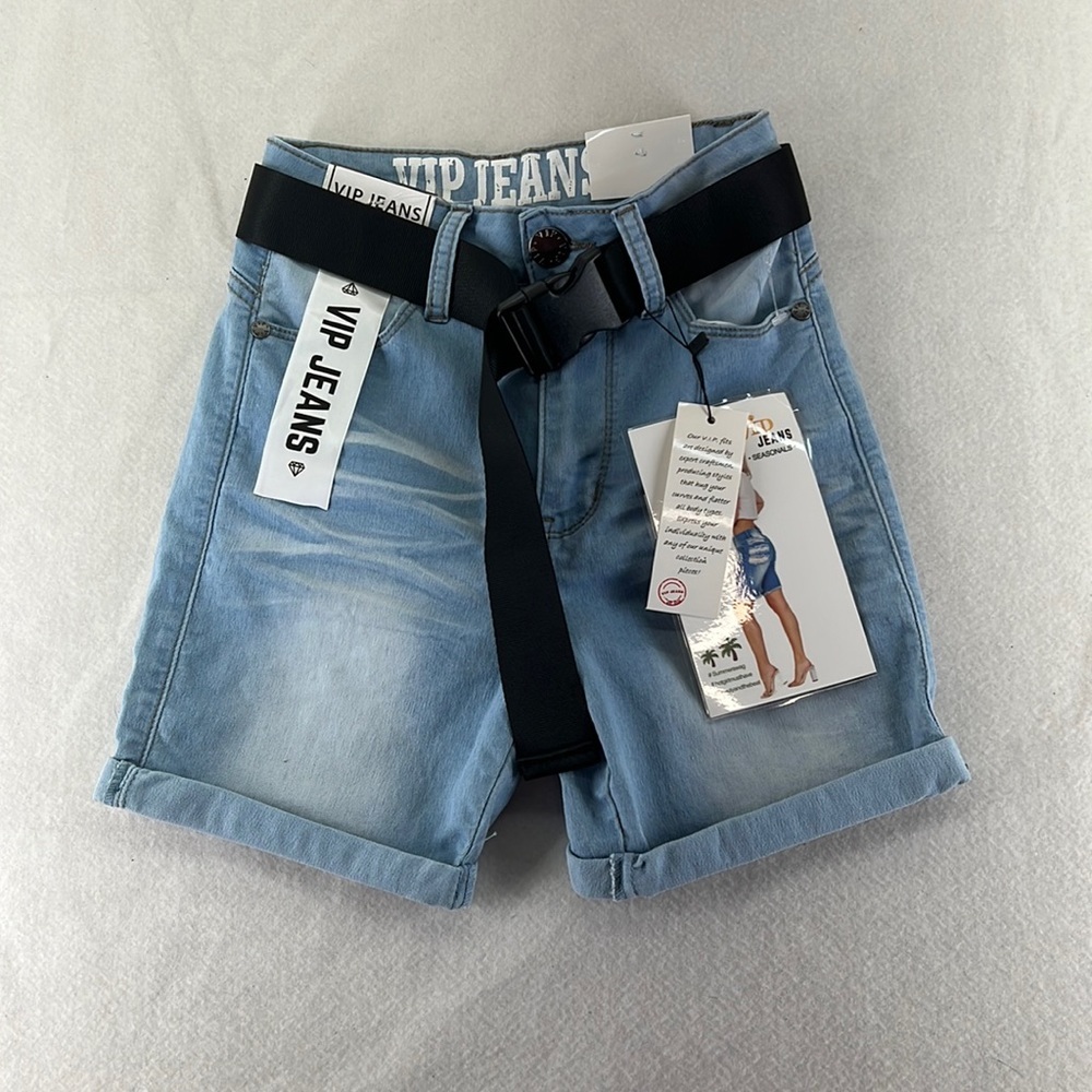 NWT VIP Blue Jean Shorts Cuffed Seasonal Collection Sculpting Stretch Womens 00
